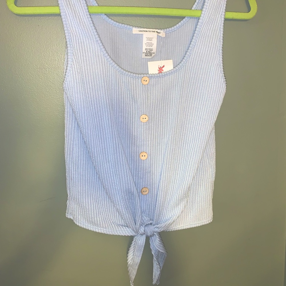 Ribbed Tie Front Tank Top NWT